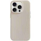 For iPhone 15 Pro Max Macaroon Tile Stripe TPU Hybrid PC Phone Case(Beige) - 1