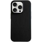 For iPhone 15 Pro Macaroon Tile Stripe TPU Hybrid PC Phone Case(Black) - 1