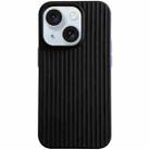 For iPhone 15 Macaroon Tile Stripe TPU Hybrid PC Phone Case(Black) - 1