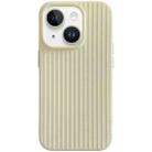 For iPhone 14 Macaroon Tile Stripe TPU Hybrid PC Phone Case(Yellow) - 1