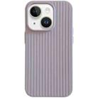 For iPhone 14 Macaroon Tile Stripe TPU Hybrid PC Phone Case(Lavender Grey) - 1