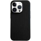 For iPhone 14 Pro Macaroon Tile Stripe TPU Hybrid PC Phone Case(Black) - 1