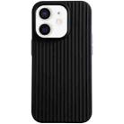 For iPhone 12 Macaroon Tile Stripe TPU Hybrid PC Phone Case(Black) - 1