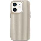 For iPhone 12 Macaroon Tile Stripe TPU Hybrid PC Phone Case(Beige) - 1