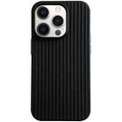 For iPhone 12 Pro Max Macaroon Tile Stripe TPU Hybrid PC Phone Case(Black) - 1