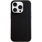 For iPhone 16 Pro Macaroon Tile Stripe TPU Hybrid PC Phone Case(Black) - 1