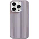 For iPhone 16 Pro Macaroon Tile Stripe TPU Hybrid PC Phone Case(Lavender Grey) - 1