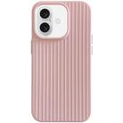 For iPhone 16 Plus Macaroon Tile Stripe TPU Hybrid PC Phone Case(Pink) - 1