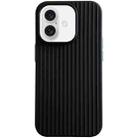 For iPhone 16 Plus Macaroon Tile Stripe TPU Hybrid PC Phone Case(Black) - 1