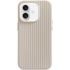For iPhone 16 Macaroon Tile Stripe TPU Hybrid PC Phone Case(Beige) - 1