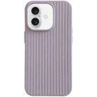 For iPhone 16 Macaroon Tile Stripe TPU Hybrid PC Phone Case(Lavender Grey) - 1