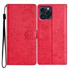 For iPhone 16 Pro Max Butterfly Love Flower Embossed Leather Phone Case(Red) - 1