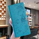 For iPhone 16 Pro Butterfly Love Flower Embossed Leather Phone Case(Blue) - 2