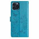 For iPhone 16 Pro Butterfly Love Flower Embossed Leather Phone Case(Blue) - 3