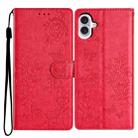 For iPhone 16 Plus Butterflies and Flowers Leather Phone Case(Red) - 1