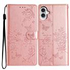 For iPhone 16 Plus Butterfly Love Flower Embossed Leather Phone Case(Rose Gold) - 1