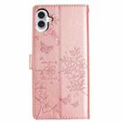 For iPhone 16 Plus Butterfly Love Flower Embossed Leather Phone Case(Rose Gold) - 3