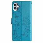 For iPhone 16 Plus Butterfly Love Flower Embossed Leather Phone Case(Blue) - 3