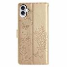 For iPhone 16 Butterflies and Flowers Leather Phone Case(Gold) - 3