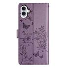 For iPhone 16 Butterfly Love Flower Embossed Leather Phone Case(Purple) - 3