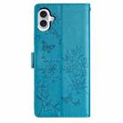 For iPhone 16 Butterflies and Flowers Leather Phone Case(Blue) - 3