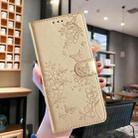 For iPhone 15 Pro Max Butterfly Love Flower Embossed Leather Phone Case(Gold) - 2