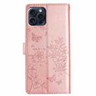 For iPhone 15 Pro Butterflies and Flowers Leather Phone Case(Rose Gold) - 3
