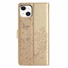 For iPhone 15 Plus Butterfly Love Flower Embossed Leather Phone Case(Gold) - 3