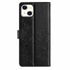 For iPhone 15 Plus Butterfly Love Flower Embossed Leather Phone Case(Black) - 3