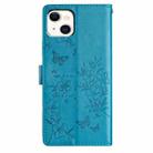 For iPhone 15 Plus Butterfly Love Flower Embossed Leather Phone Case(Blue) - 3