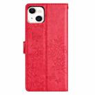 For iPhone 15 Butterfly Love Flower Embossed Leather Phone Case(Red) - 3