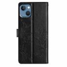 For iPhone 14 Plus Butterfly Love Flower Embossed Leather Phone Case(Black) - 3