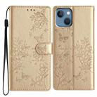 For iPhone 14 Butterfly Love Flower Embossed Leather Phone Case(Gold) - 1