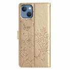 For iPhone 14 Butterfly Love Flower Embossed Leather Phone Case(Gold) - 3