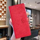 For iPhone 14 Butterfly Love Flower Embossed Leather Phone Case(Red) - 2