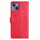 For iPhone 14 Butterfly Love Flower Embossed Leather Phone Case(Red) - 3