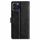 For iPhone 14 Pro Butterfly Love Flower Embossed Leather Phone Case(Black) - 3