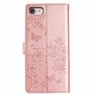 For iPhone SE 2022 / SE 2020 Butterflies and Flowers Leather Phone Case(Rose Gold) - 3