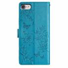 For iPhone SE 2022 / SE 2020 Butterflies and Flowers Leather Phone Case(Blue) - 3