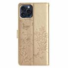 For iPhone 13 Pro Butterflies and Flowers Leather Phone Case(Gold) - 3