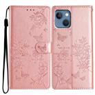 For iPhone 13 Butterfly Love Flower Embossed Leather Phone Case(Rose Gold) - 1