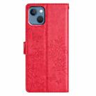 For iPhone 13 mini Butterfly Love Flower Embossed Leather Phone Case(Red) - 3