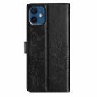 For iPhone 12 / 12 Pro Butterfly Love Flower Embossed Leather Phone Case(Black) - 3