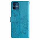 For iPhone 12 / 12 Pro Butterfly Love Flower Embossed Leather Phone Case(Blue) - 3