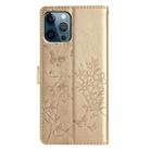 For iPhone 12 Pro Max Butterflies and Flowers Leather Phone Case(Gold) - 3