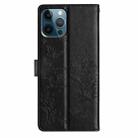 For iPhone 12 Pro Max Butterfly Love Flower Embossed Leather Phone Case(Black) - 3