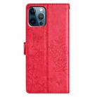 For iPhone 12 Pro Max Butterflies and Flowers Leather Phone Case(Red) - 3