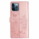 For iPhone 12 Pro Max Butterflies and Flowers Leather Phone Case(Rose Gold) - 3