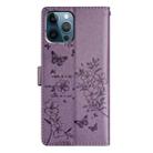 For iPhone 12 Pro Max Butterfly Love Flower Embossed Leather Phone Case(Purple) - 3