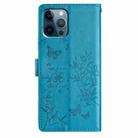 For iPhone 12 Pro Max Butterfly Love Flower Embossed Leather Phone Case(Blue) - 3